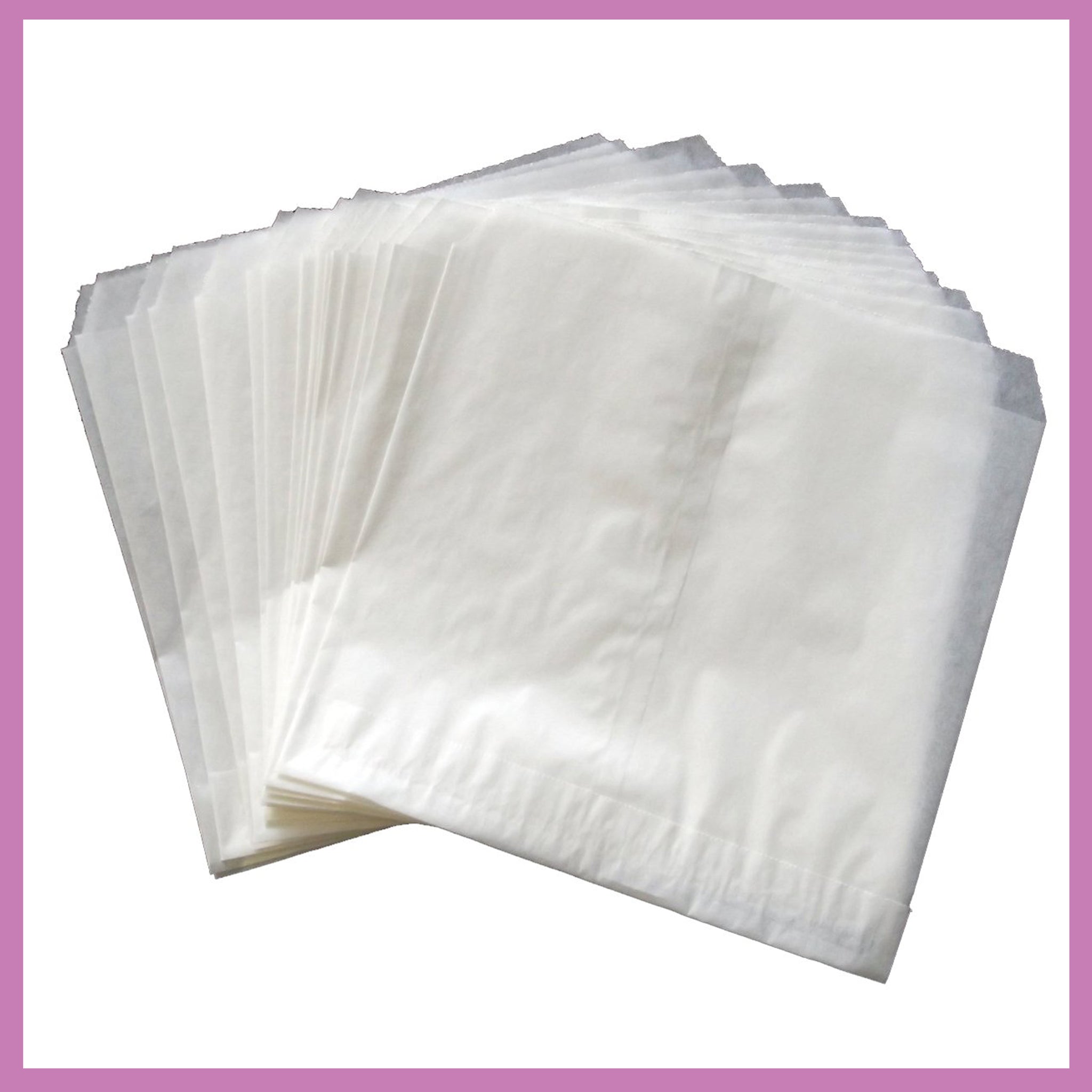 White Greaseproof Bags 3 1/2 x 1 1/8 x 7 3/4 100 pack GPB1W